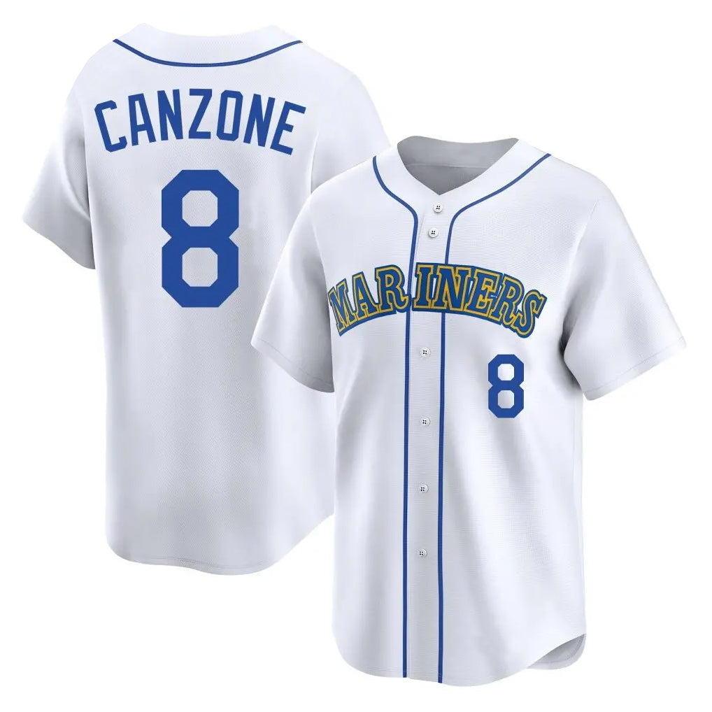 Trusc S.Mariners #8 Dominic Canzone Player White Pitch Fashion Game Stitched Jerseys