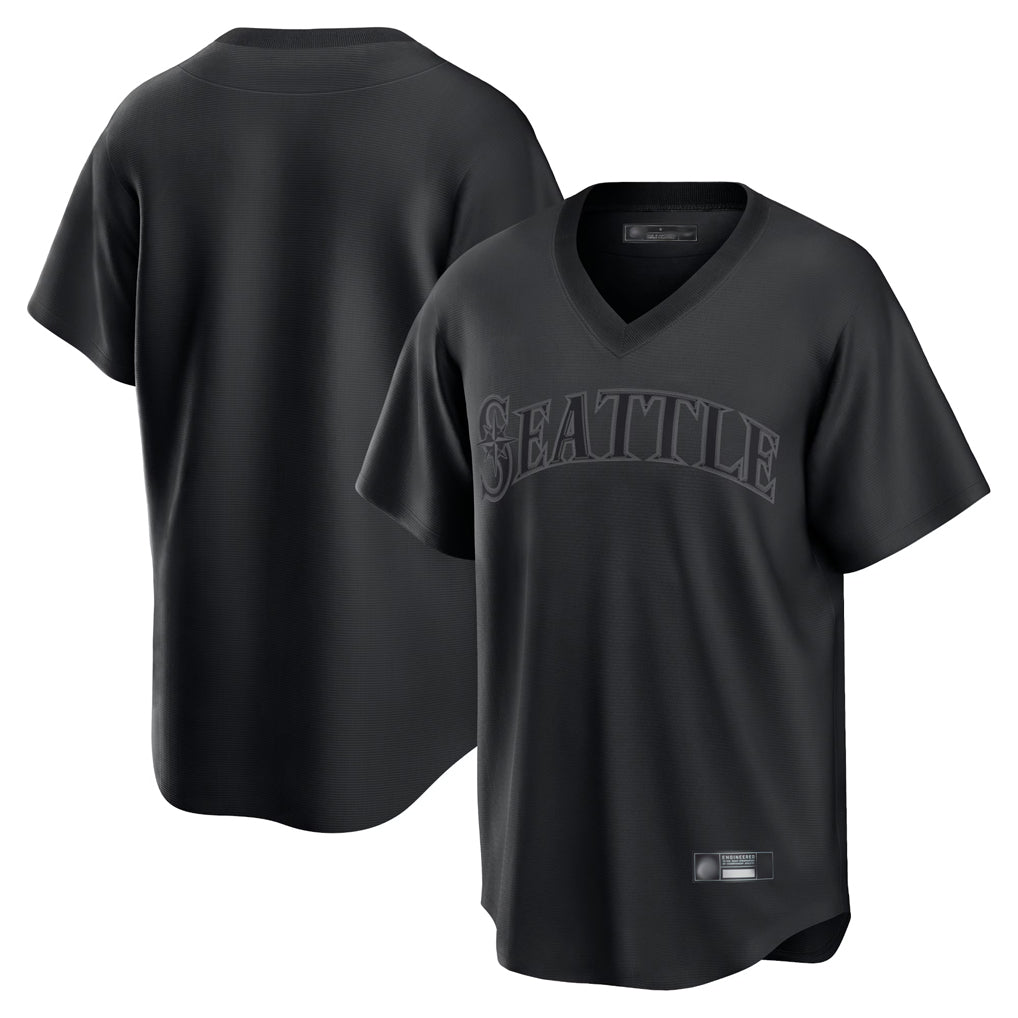 Trusc S.Mariners Blank Player Black Replica Fashion T-shirt Stitched Jerseys