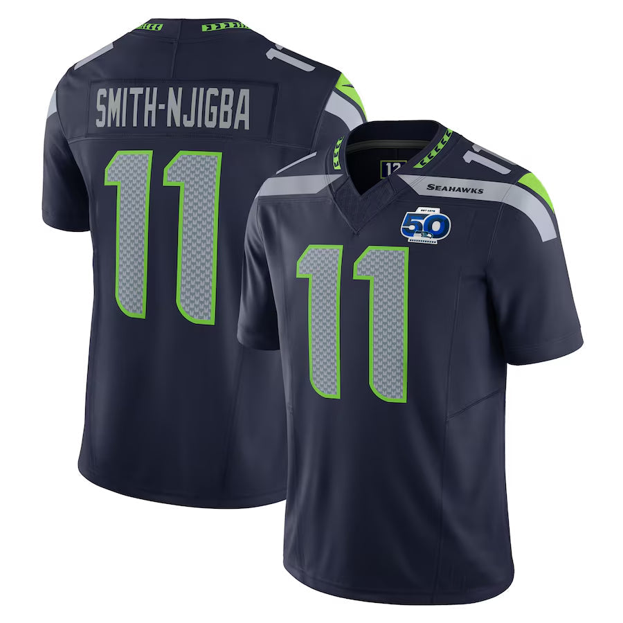Trusc S.Seahawks #11 Jaxon Smith-Njigba Player Navy 50th Season Vapor F.U.S.E. Limited Stitched Jerseys