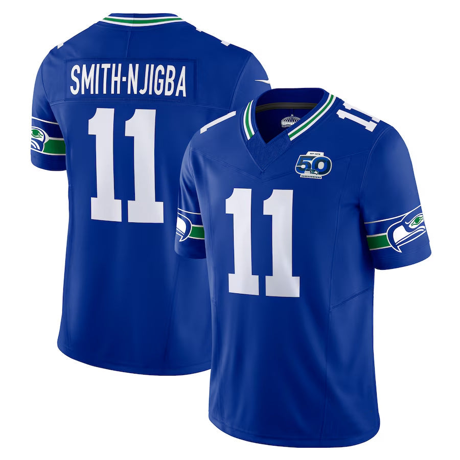 Trusc S.Seahawks #11 Jaxon Smith-Njigba Player Royal 50th Season Vapor F.U.S.E. Limited Stitched Jerseys