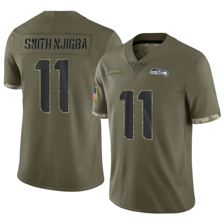 Trusc S.Seahawks #11 Jaxon Smith-Njigba Player Salute to Service Olive Stitched Jerseys