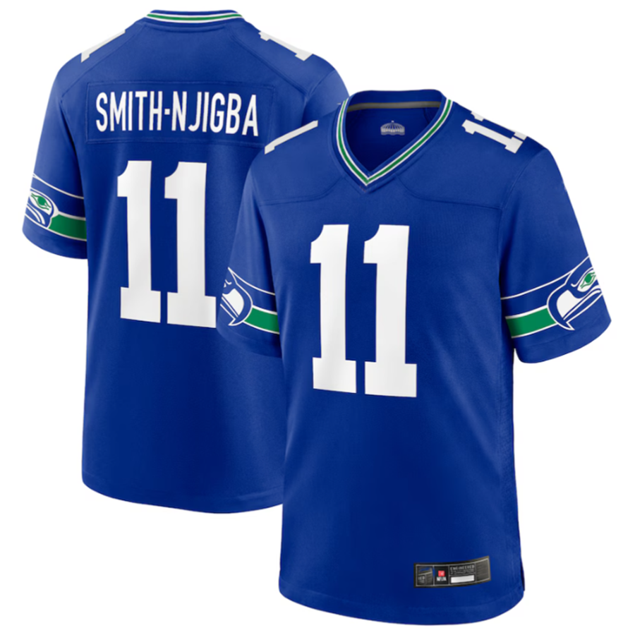 Trusc S.Seahawks #11 Jaxon Smith-Njigba Royal Throwback Player Game Stitched American Stitched Jerseys