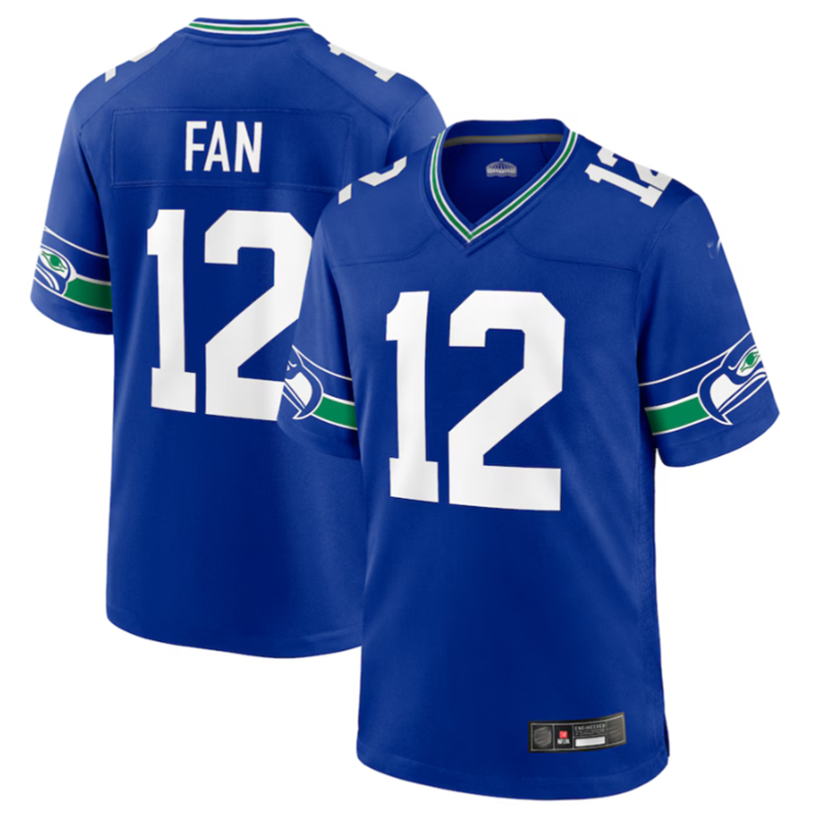 Trusc S.Seahawks #12 12s Royal Throwback Player Game Jersey Stitched American Stitched Jerseys