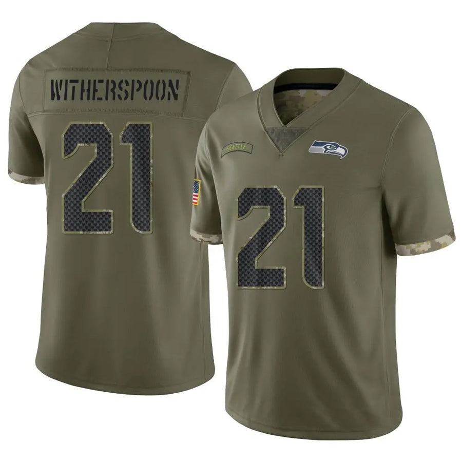 Trusc S.Seahawks #21 Devon Witherspoon Player Salute to Service Olive Stitched Jerseys