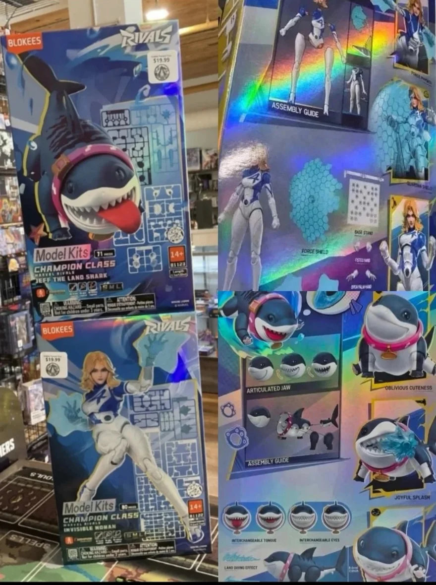 New Blokees Beyond Edition Marvel Rivals Invisible Woman Jeff The Land Shark Snap Fit Model Kit  Action Figure Collectible Gift