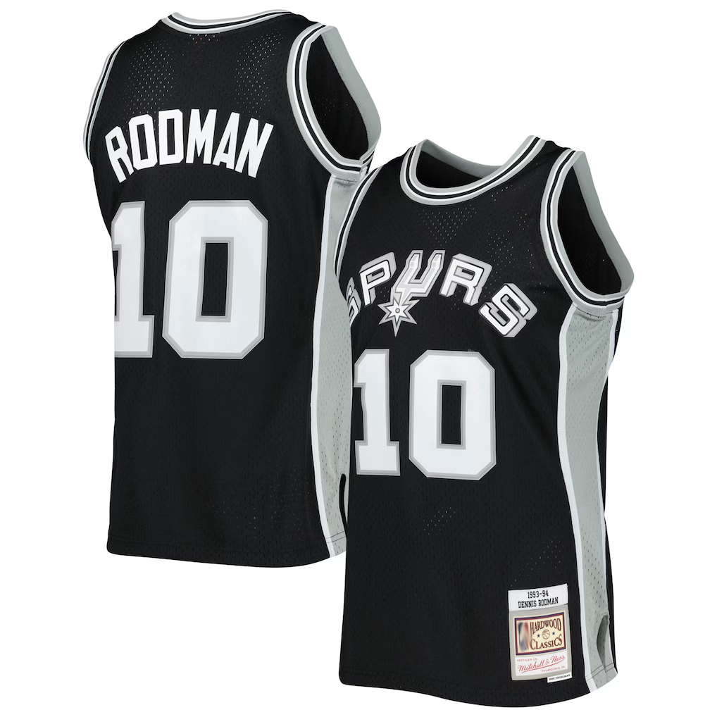 Trusc SA.Spurs #10 Dennis Rodman Mitchell & Ness Black 1993-1994 Hardwood Classics Swingman Jerseys