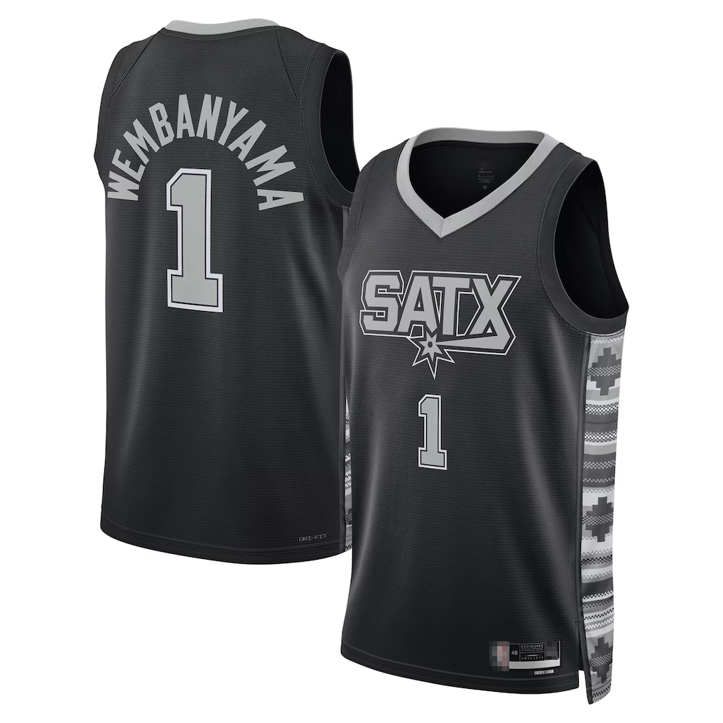 Trusc SA.Spurs #1 Victor Wembanyama Black Swingman Jerseys - Statement Edition