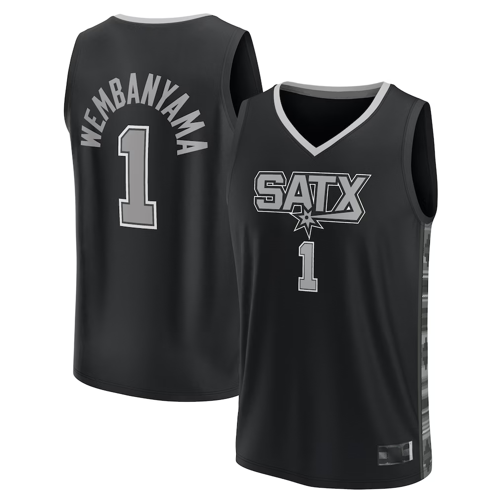 Trusc SA.Spurs #1 Victor Wembanyama Fanatics Black Fast Break Player Jerseys - Statement Edition