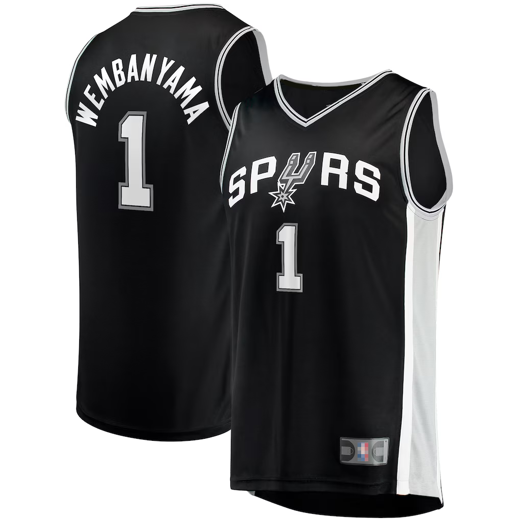Trusc SA.Spurs #1 Victor Wembanyama Fanatics Black Fast Break Replica Jerseys - Icon Edition