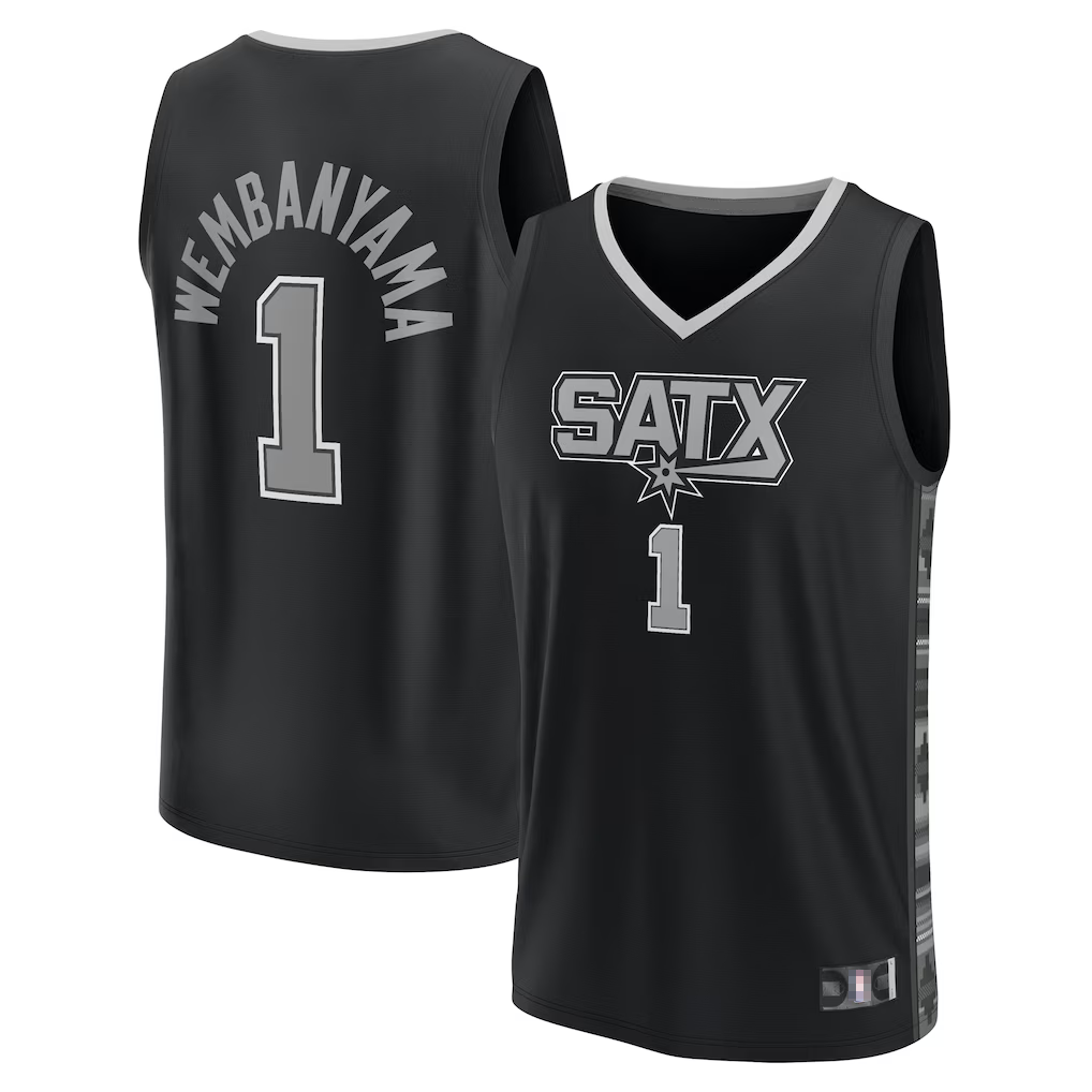 Trusc SA.Spurs #1 Victor Wembanyama Fanatics Black Fast Break Replica Player Jerseys - Statement Edition