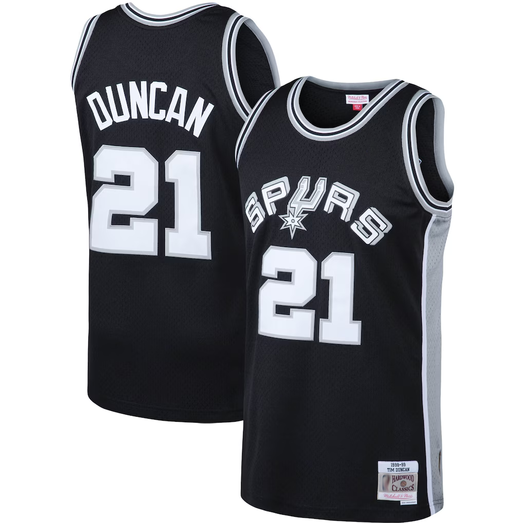 Trusc SA.Spurs #21 Tim Duncan Mitchell & Ness Black 1998-1999 Big & Tall Hardwood Classics Swingman Jerseys