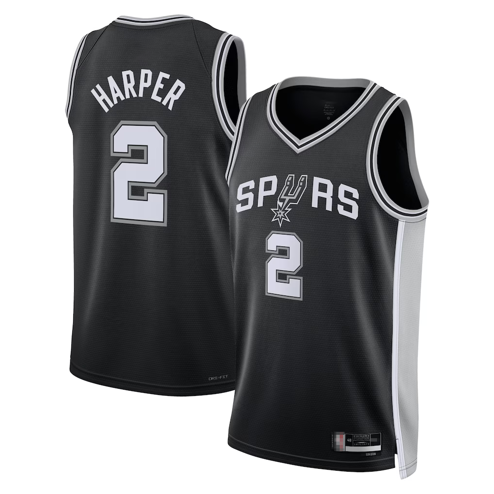 Trusc SA.Spurs #2Dylan Harper Black 2025 NBA Draft First Round Pick Swingman Jerseys - Icon Edition