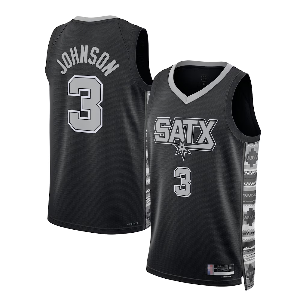 Trusc SA.Spurs #3 Keldon Johnson Black Swingman Jerseys - Statement Edition