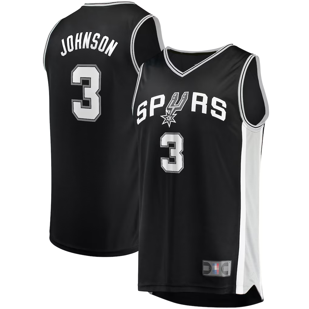 Trusc SA.Spurs #3 Keldon Johnson Fanatics Black Fast Break Replica Jerseys - Icon Edition