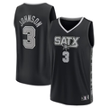 Trusc SA.Spurs #3 Keldon Johnson Fanatics Black Fast Break Replica Player Jerseys - Statement Edition