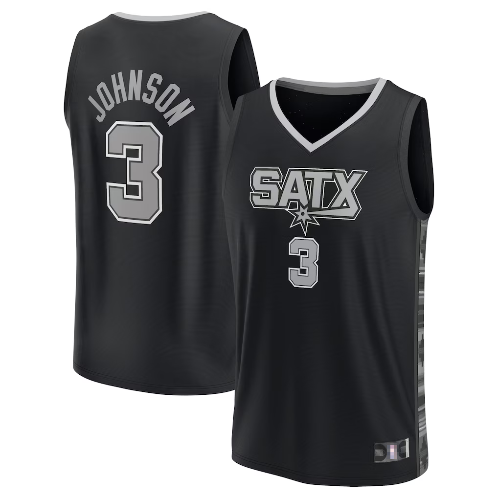 Trusc SA.Spurs #3 Keldon Johnson Fanatics Black Fast Break Replica Player Jerseys - Statement Edition