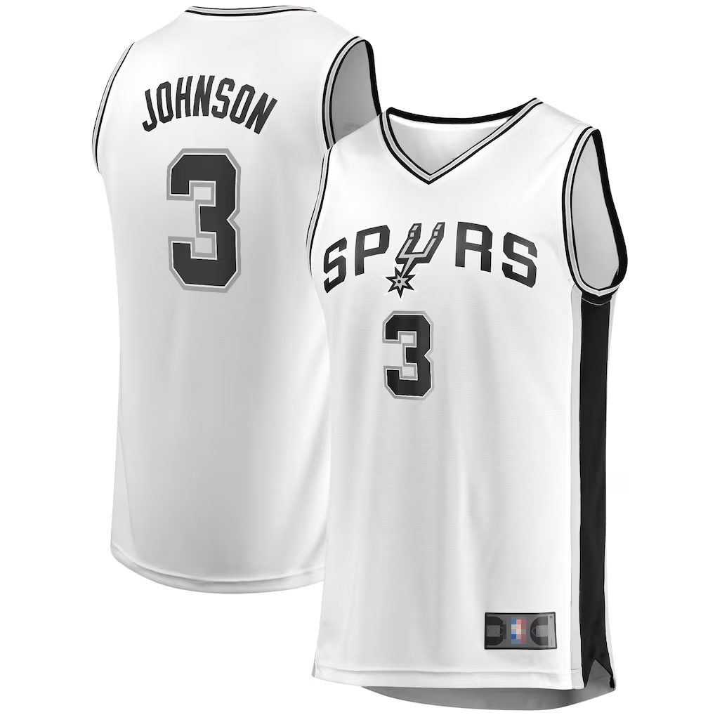Trusc SA.Spurs #3 Keldon Johnson Fanatics White Fast Break Association Jerseys