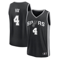Trusc SA.Spurs #4 De'Aaron Fox Fanatics Black Fast Break Replica Player Jerseys - Icon Edition