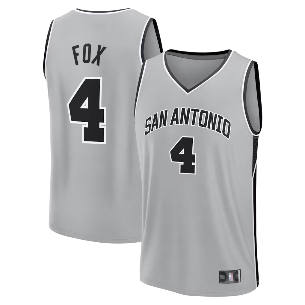 Trusc SA.Spurs #4 De'Aaron Fox Fanatics Silver Fast Break Jerseys - Statement Edition