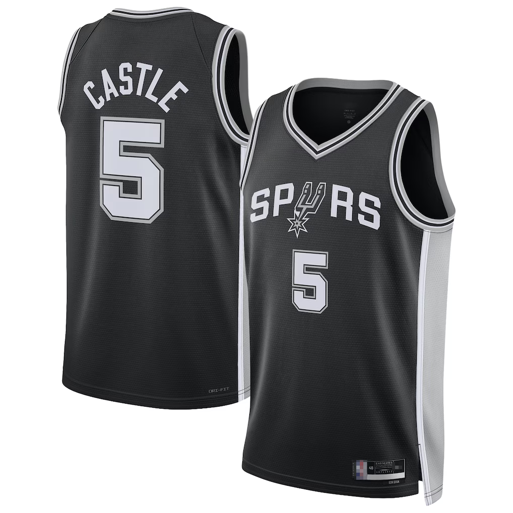 Trusc SA.Spurs #5 Stephon Castle Black Swingman Jerseys - Icon Edition
