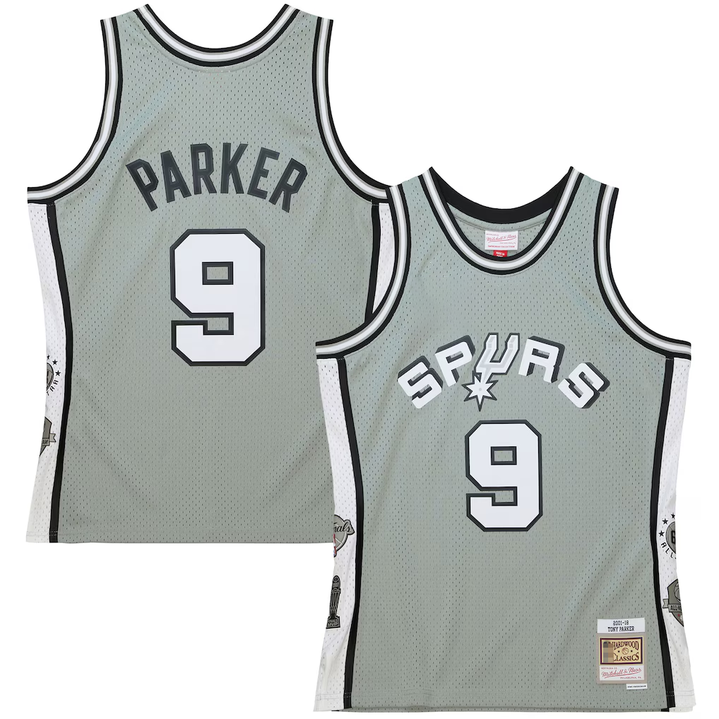 Trusc SA.Spurs #9 Tony Parker Mitchell & Ness Gray Hall of Fame Class of 2023 Throwback Swingman Jerseys