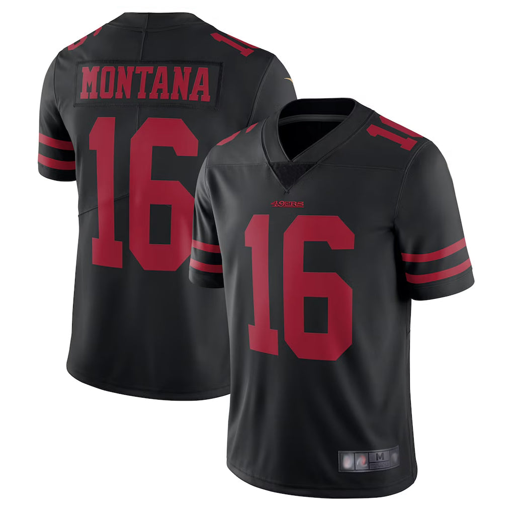 Trusc SF.49ers #16 Joe Montana Player Black Vapor Untouchable Limited Throwback Stitched Jerseys