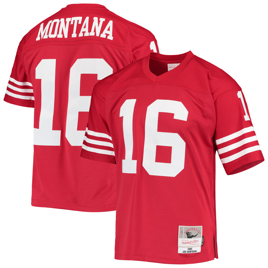 Trusc SF.49ers #16 Joe Montana Player Mitchell & Ness Legacy Replica Scarlet Stitched Jerseys