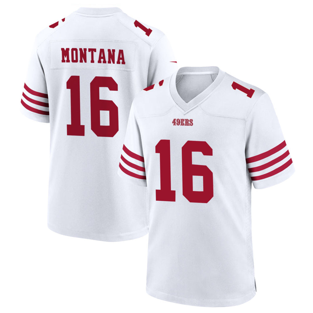 Trusc SF.49ers #16 Joe Montana Player White Home Game Stitched Jerseys