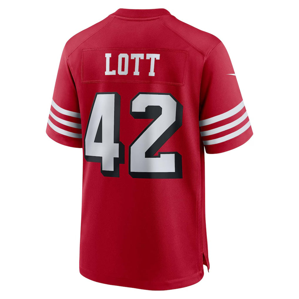 Trusc SF.49ers #42 Ronnie Lott Scarlet Retired Player Alternate Game Stitched Jerseys