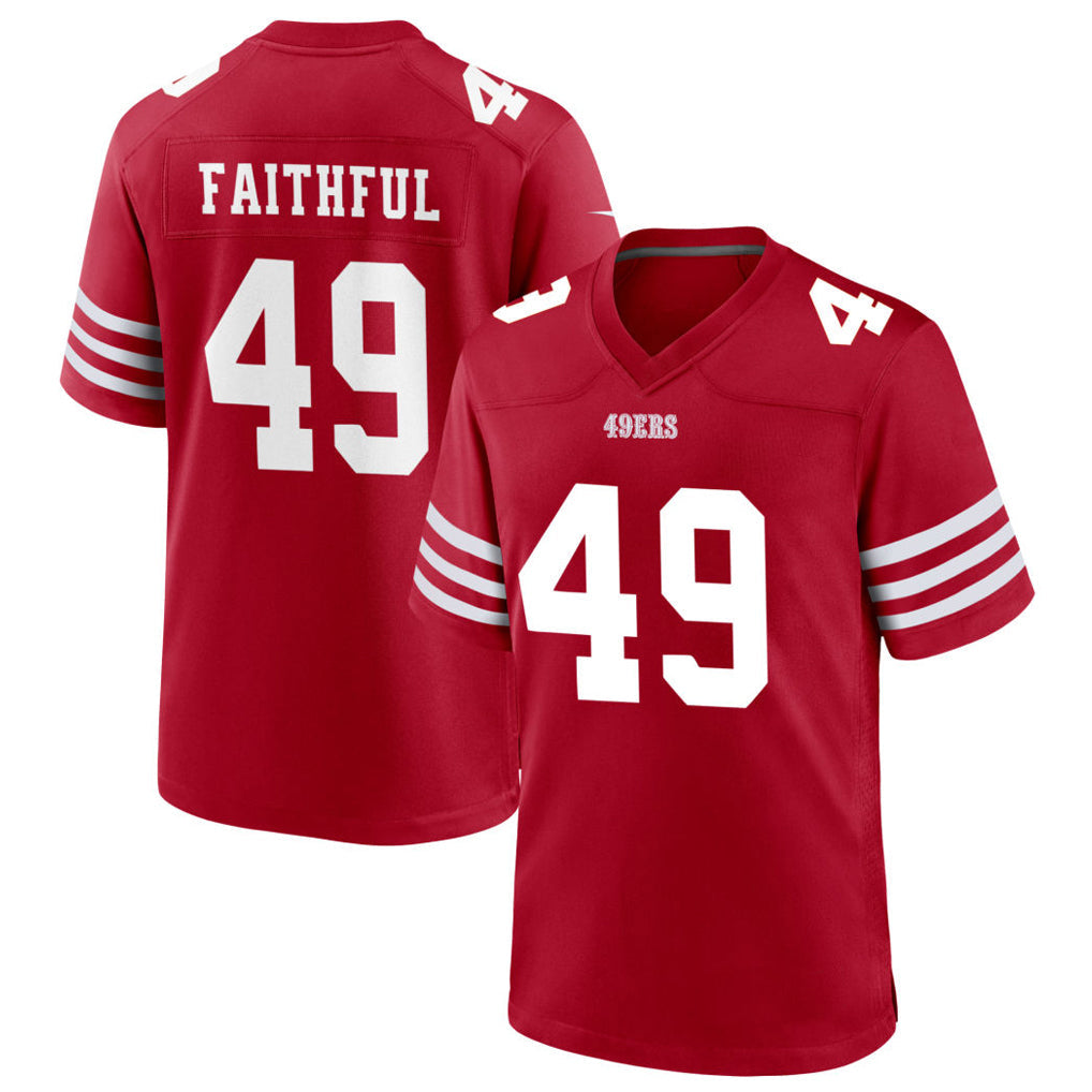 Trusc SF.49ers #49 The Faithful Player Scarlet Home Game Football Jerseys
