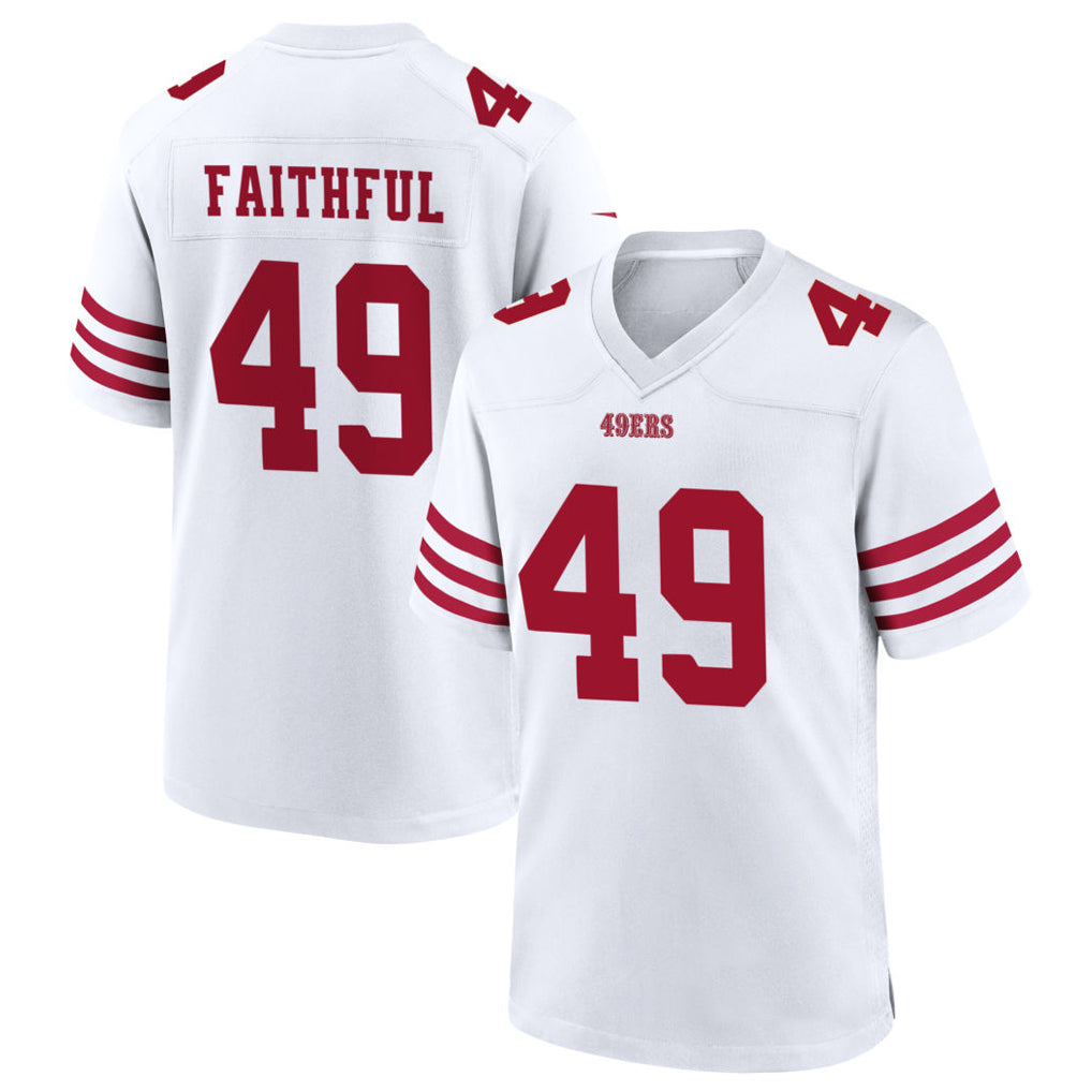 Trusc SF.49ers #49 The Faithful Player White Home Game Football Jerseys