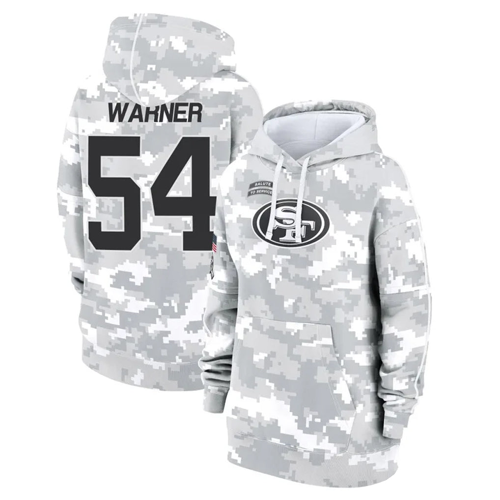 Trusc SF.49ers #54 Fred Warner Player Arctic Camo Salute to Service Hoodies Stitched Jerseys