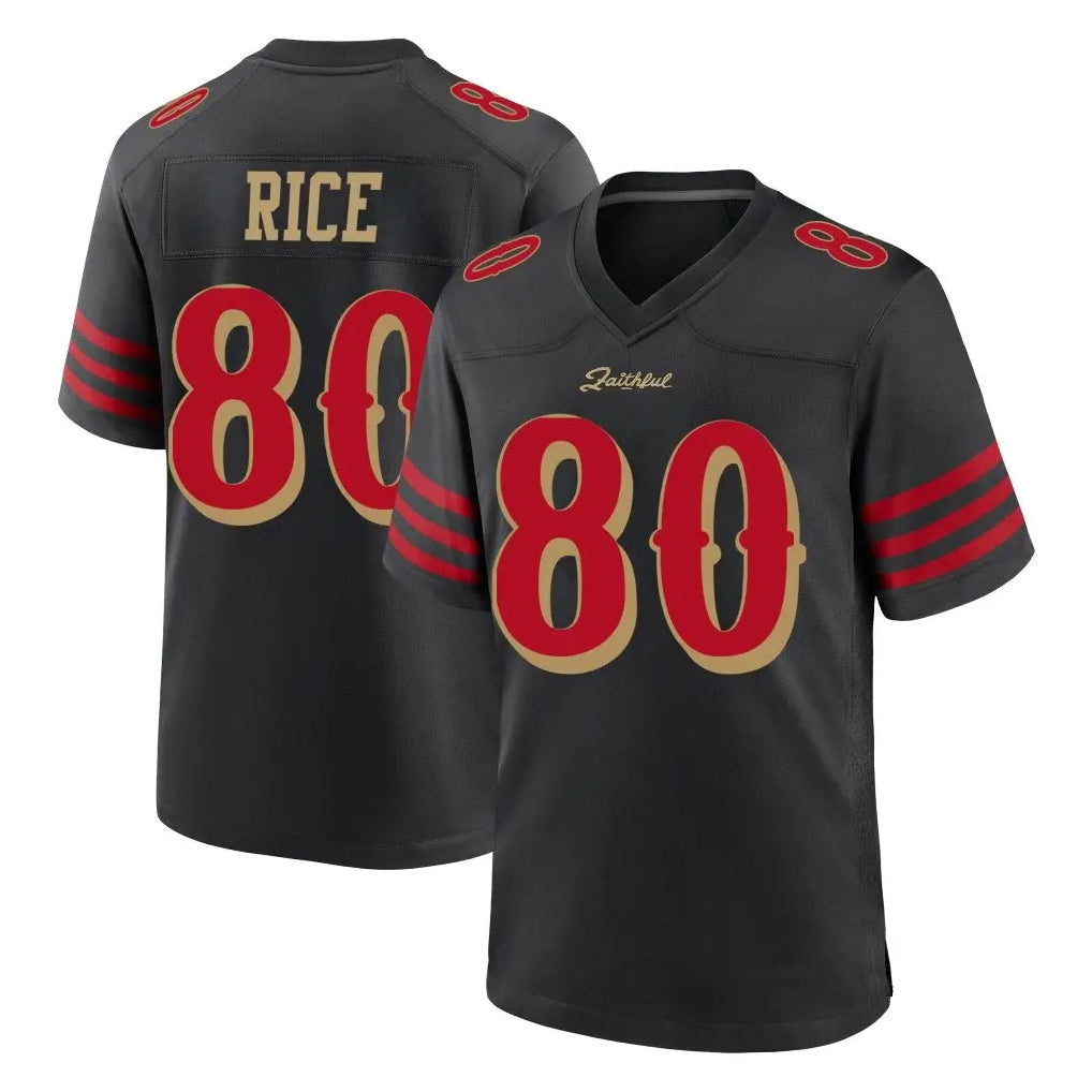Trusc SF.49ers #80 Jerry Rice Player Black Rivalries Collection Game Stitched Jerseys