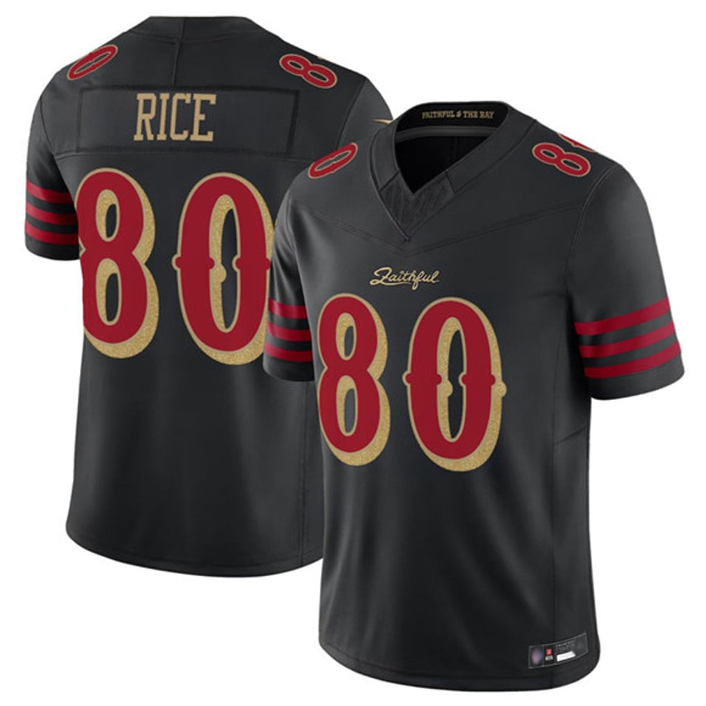 Trusc SF.49ers #80 Jerry Rice Player Black Vapor F.U.S.E. Limited Stitched Jerseys