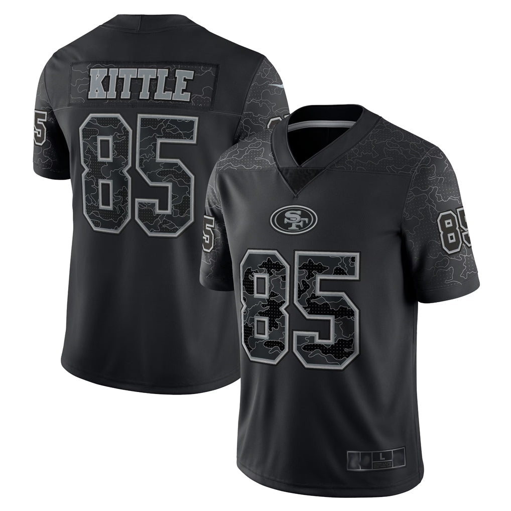 Trusc SF.49ers #85 George Kittle Player Black RFLCTV Limited Stitched Jerseys