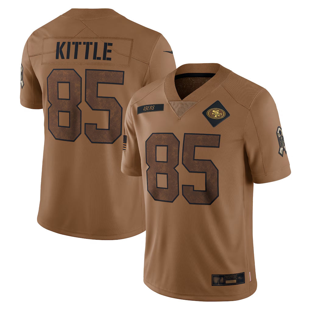 Trusc SF.49ers #85 George Kittle Player Brown Salute To Service Limited Stitched Jerseys