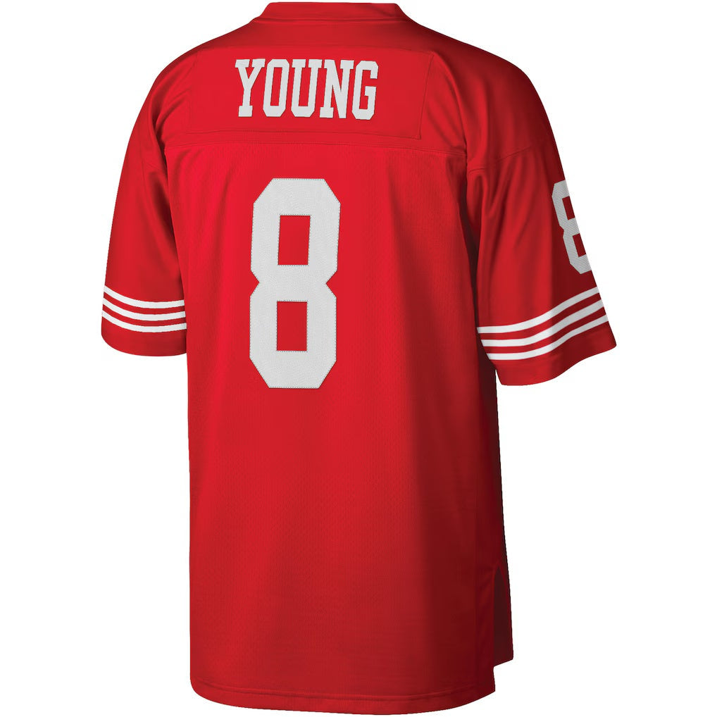 Trusc SF.49ers #8 Steve Young Mitchell & Ness Scarlet Legacy Replica Stitched Jerseys