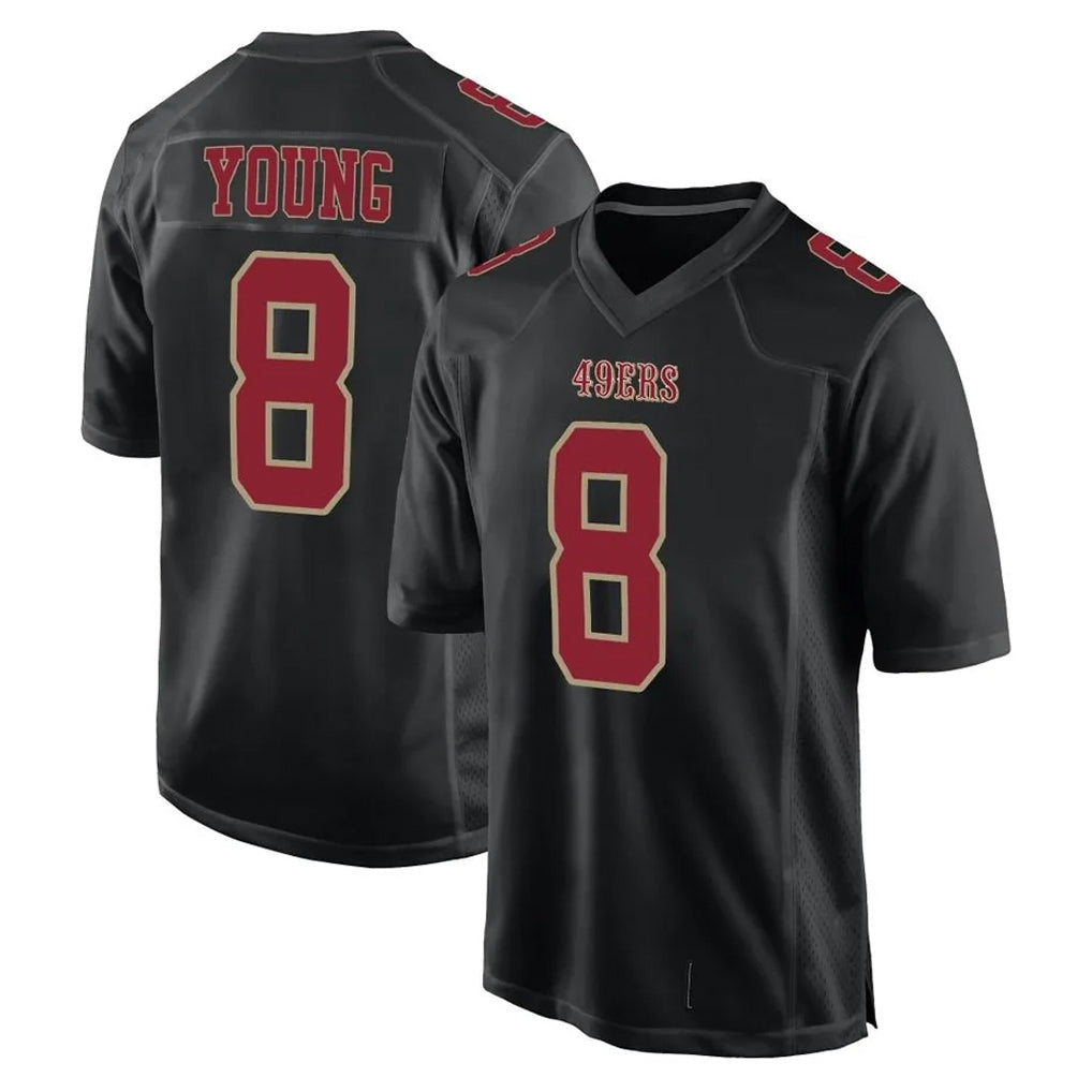Trusc SF.49ers #8 Steve Young Player Black Fashion Game Football Jerseys