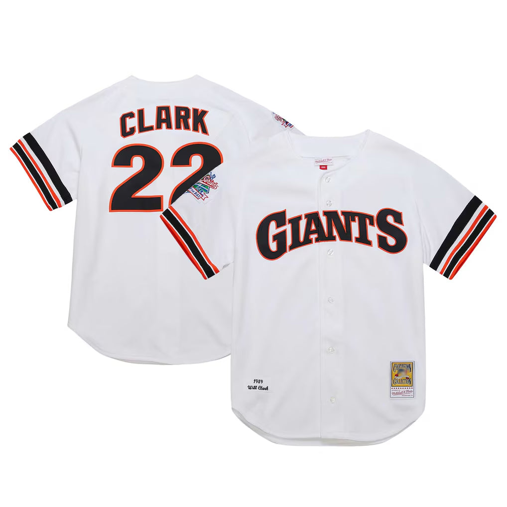 Trusc SF.Giants #22 Will Clark Player White Mitchell & Ness Cooperstown Collection 1989 Limited Stitched Jerseys