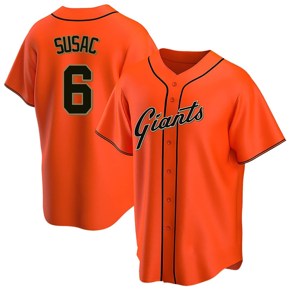 Trusc SF.Giants #6 Daniel Susac Player Orange Home Game Stitched Jerseys