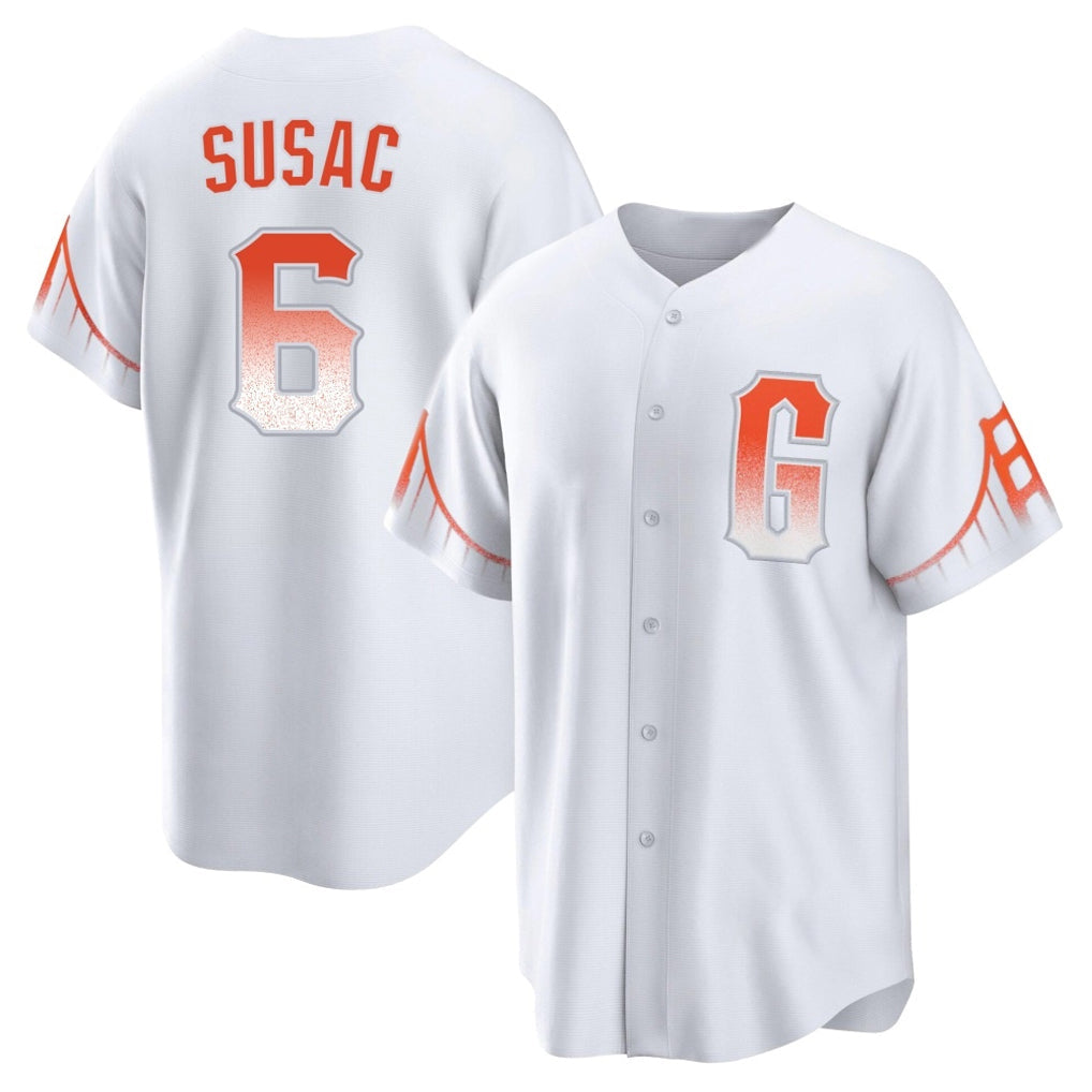Trusc SF.Giants #6 Daniel Susac Player White City Connect Home Game Stitched Jerseys