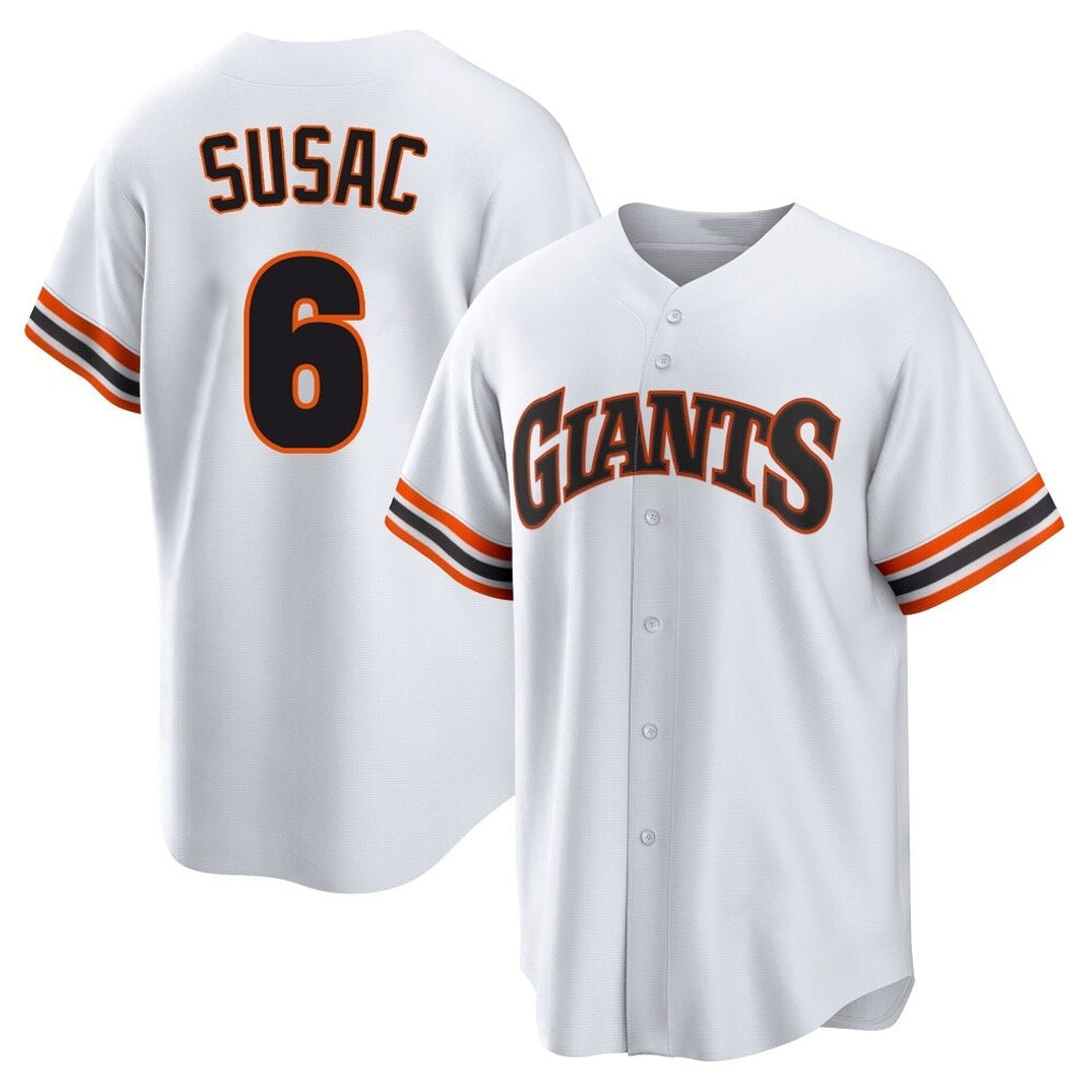 Trusc SF.Giants #6 Daniel Susac Player White Home Game Stitched Jerseys