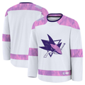Trusc S.Jose Sharks White 2024 Hockey Fights Cancer Practice Jerseys