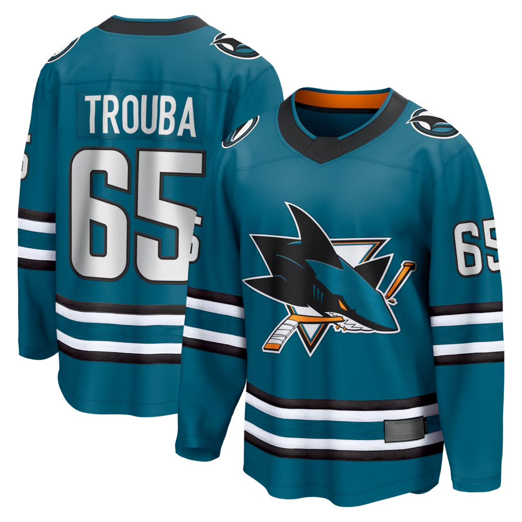 Trusc S.Jose Sharks #65 Jacob Trouba Teal Home Breakaway Jerseys