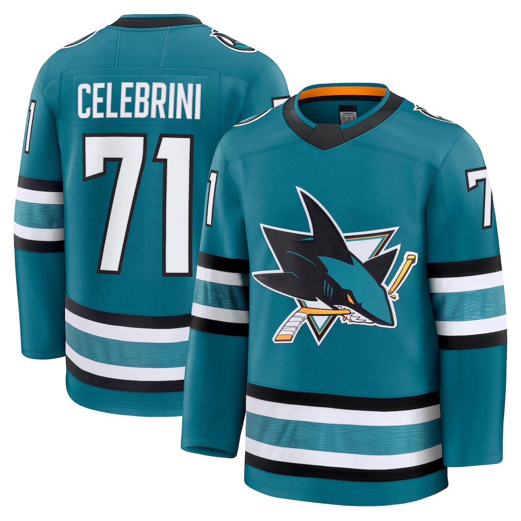 Trusc S.Jose Sharks #71 Macklin Celebrini Teal Home Premium Jerseys