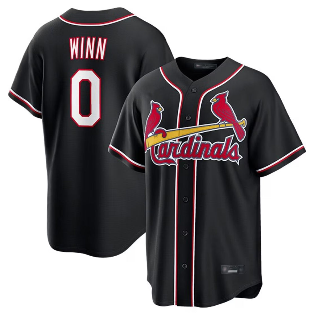 Trusc St. Louis Cardinals #0 Masyn Winn Player Black Carbon Fashio Game Stitched Jerseys