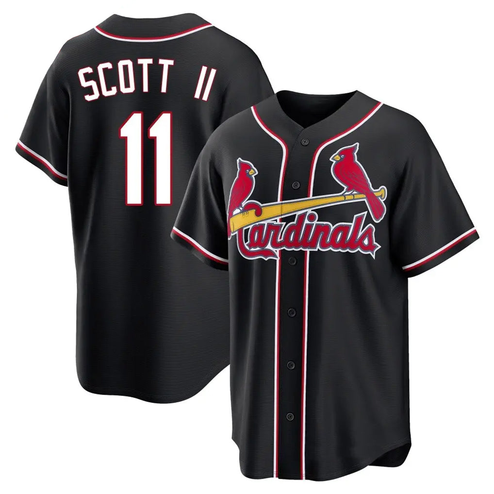 Trusc St. Louis Cardinals #11 Victor Scott II Player Black Carbon Fashio Game Stitched Jerseys