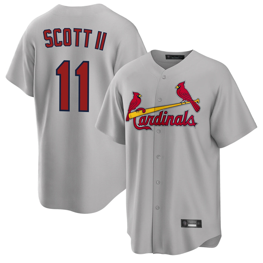 Trusc St. Louis Cardinals #11 Victor Scott II Player Gray Home Game Stitched Jerseys
