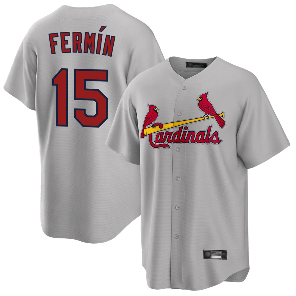 Trusc St. Louis Cardinals #15 Jose Fermin Player Gray Home Game Stitched Jerseys