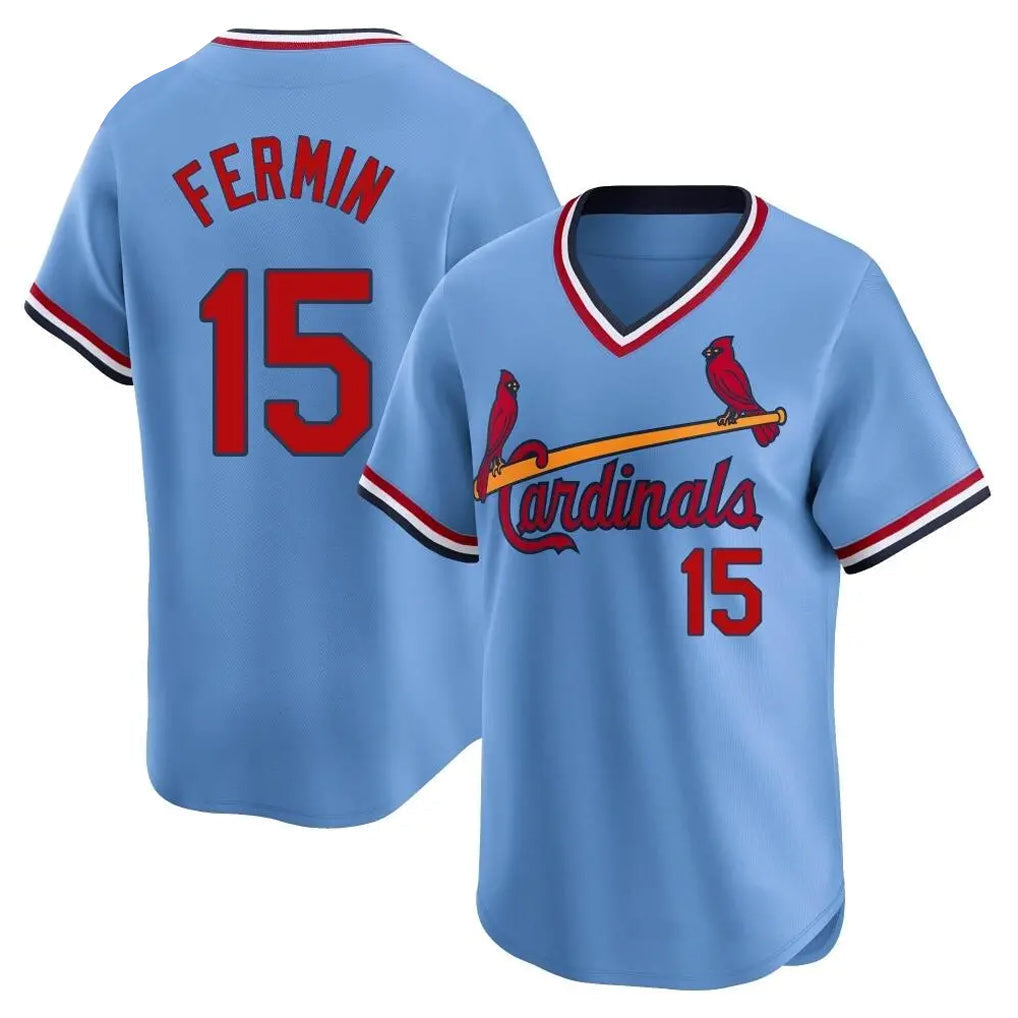 Trusc St. Louis Cardinals #15 Jose Fermin Player Light Blue City Connect Home T-shirt Stitched Jerseys